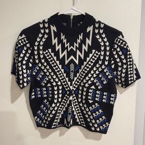 H&M Divided Cropped Knit Top Geometric Print Size L